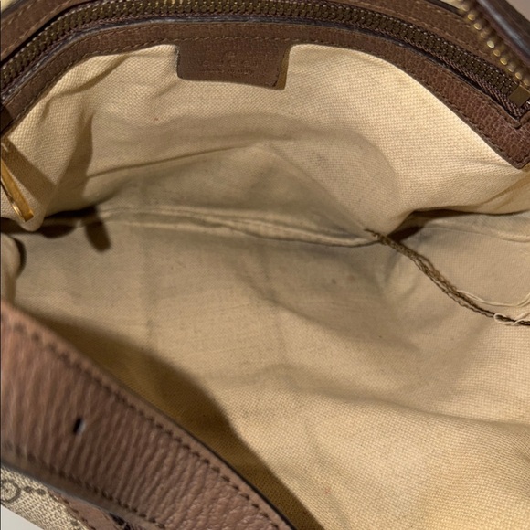 Gucci Ophidia Beige and Brown Shoulder Crossbody Bag with Green and Red Stripe - Picture 8 of 8